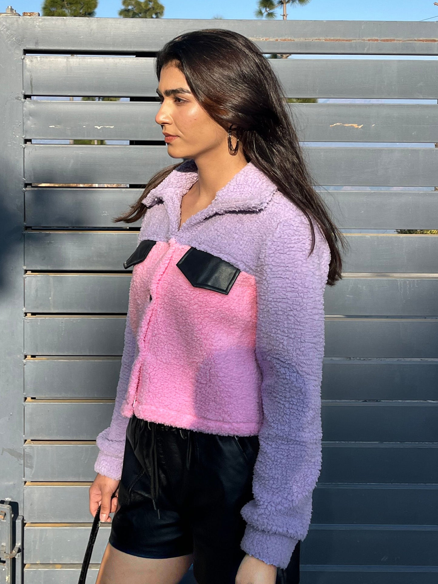 TANDUL Women Pink and Purple Fur Jacket