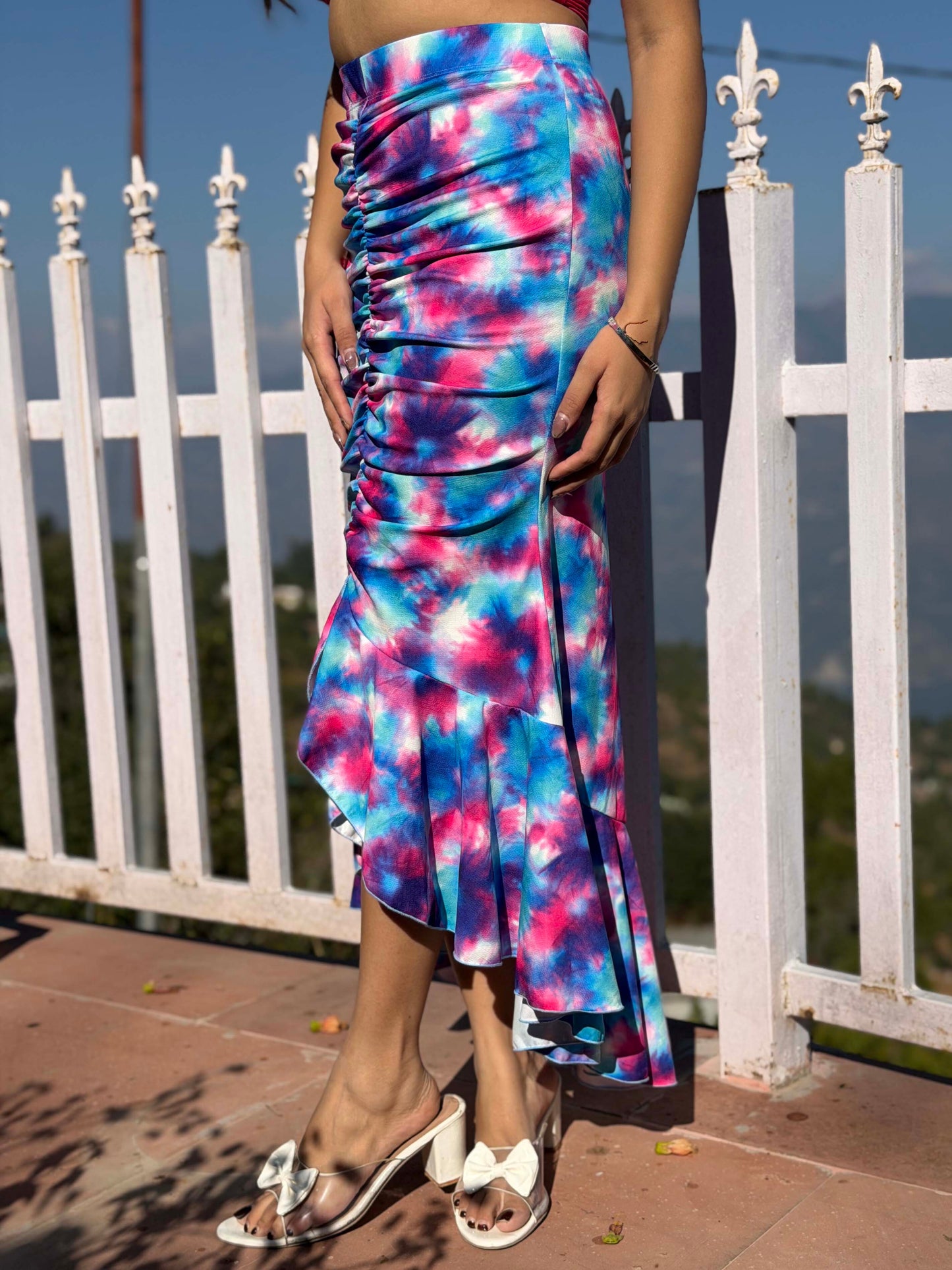 TANDUL Women Stunning Multicolor Tie-dye Skirt