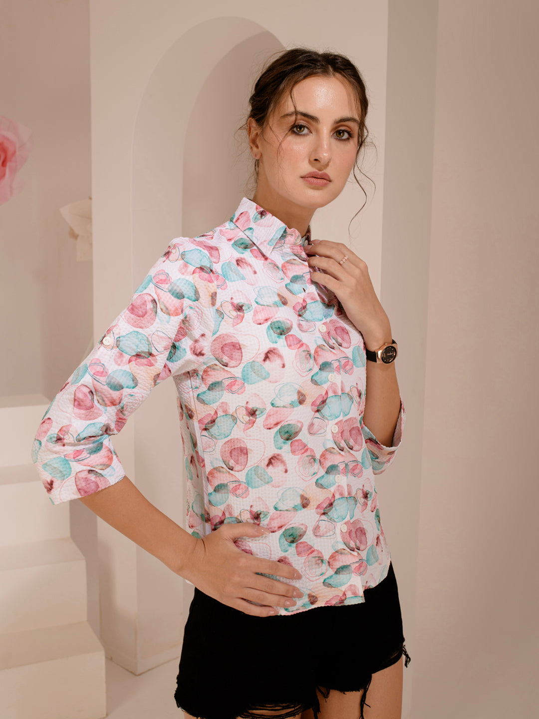 TANDUL  Women Regular Fit Printed Built-up Collar Casual Shirt