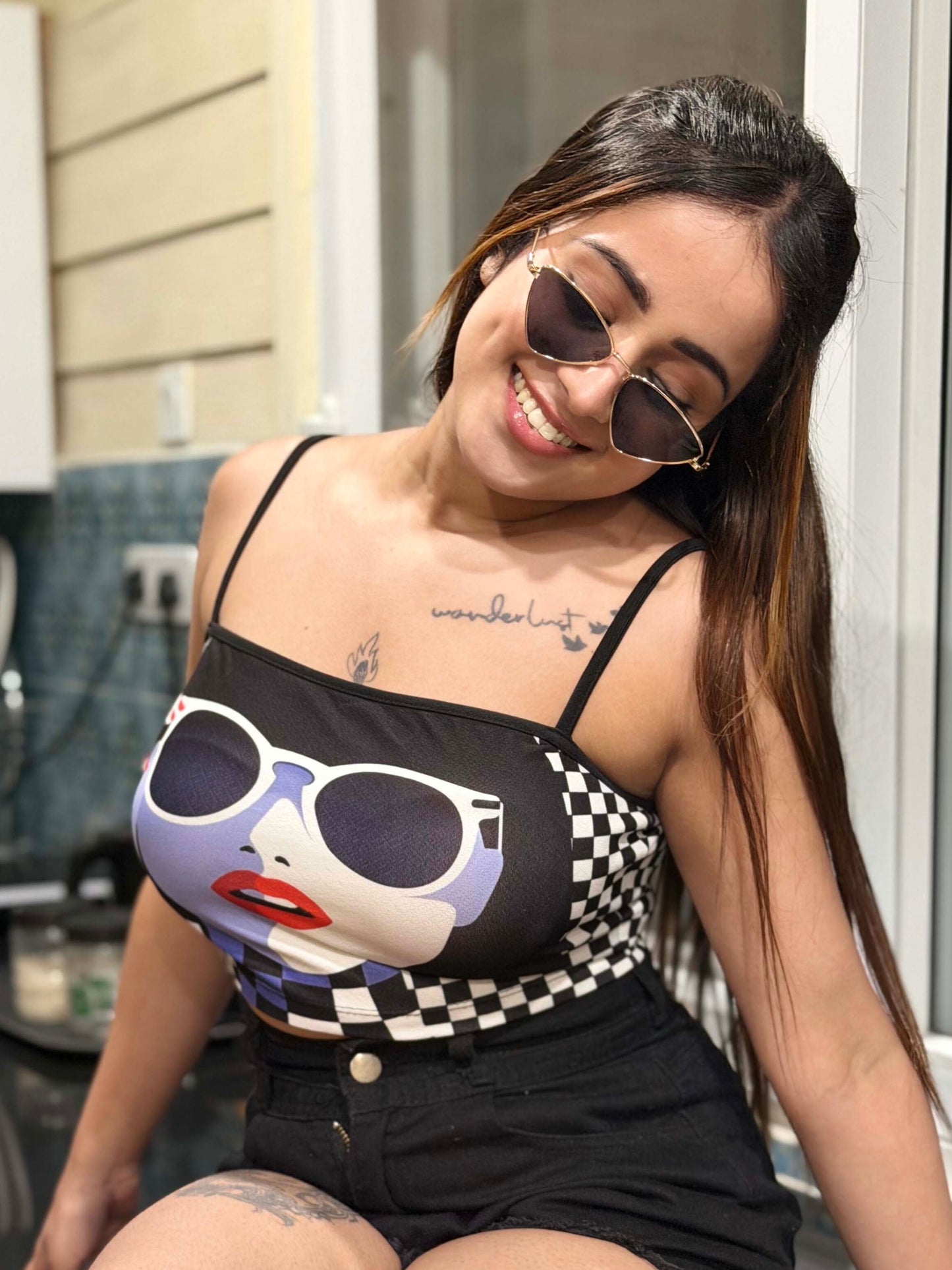 TANDUL Women Bold Look Spaghetti Top