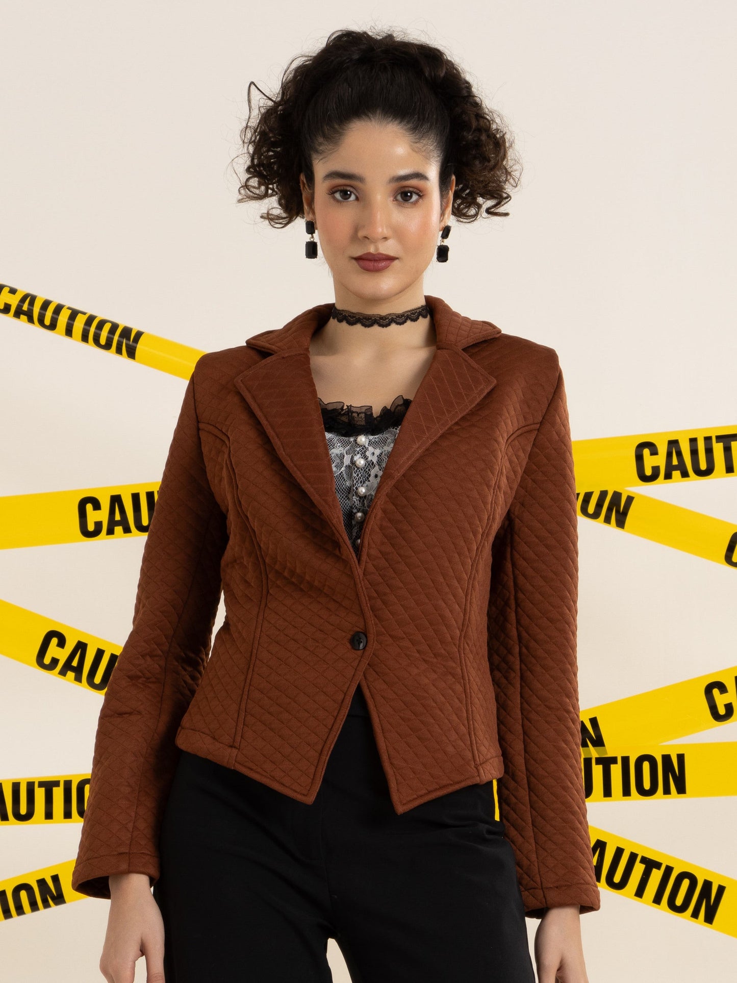 TANDUL Women Elegant Brown Blazer