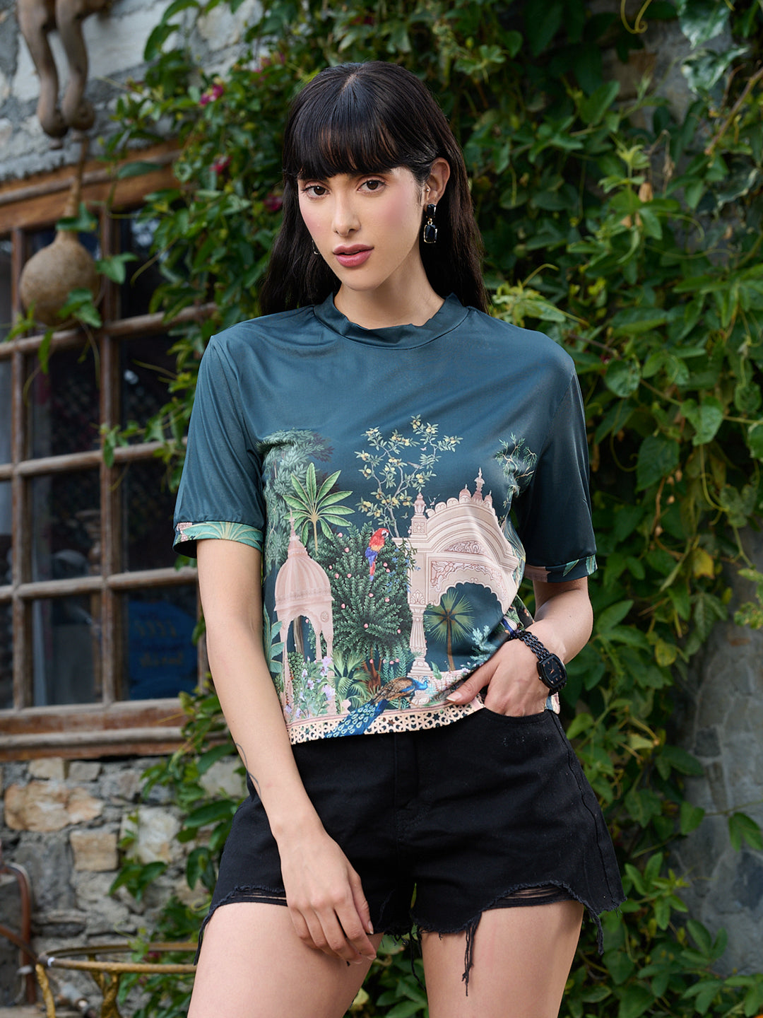 TANDUL Green Printed Women T-shirt