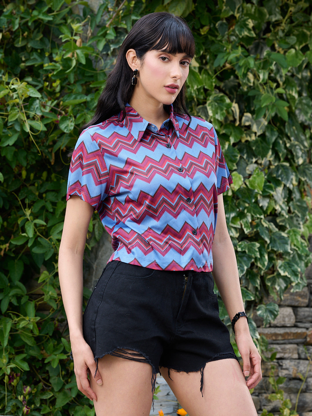 TANNDUL Women Chevron Printed Shirt