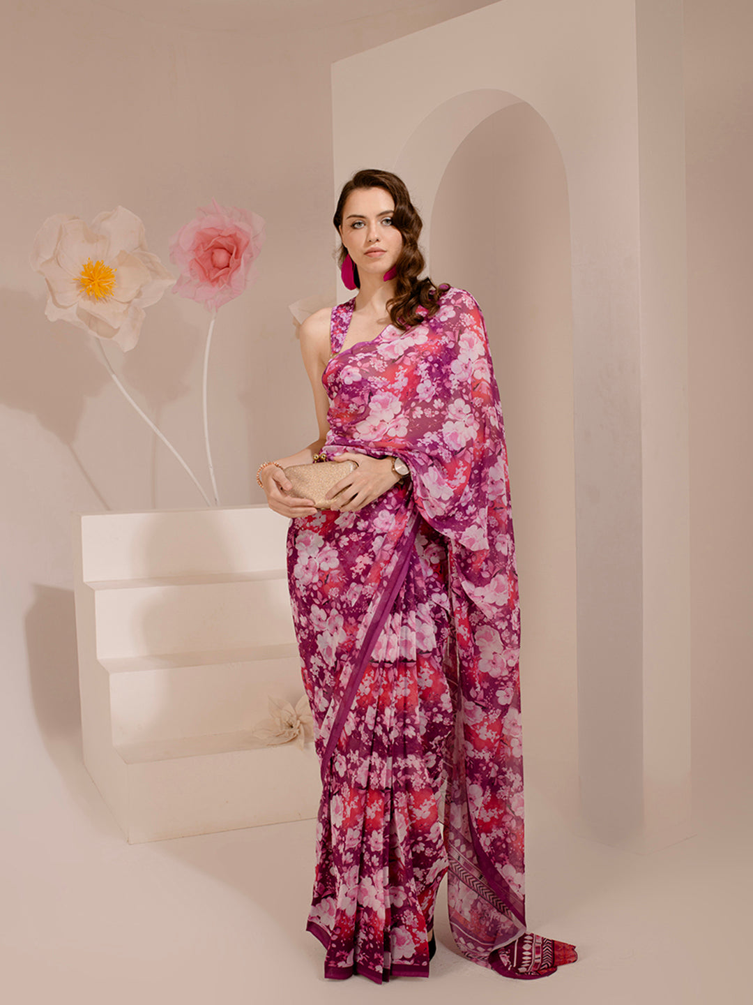 ELTIRE Exquisite Printed Bollywood Style Georgette Saree