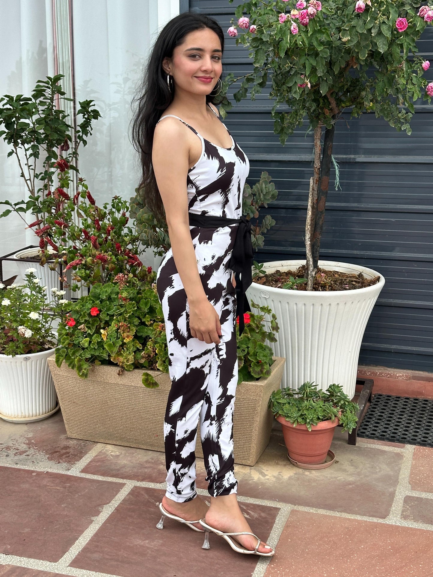 TANDUL Women Black and White Jumpsuit