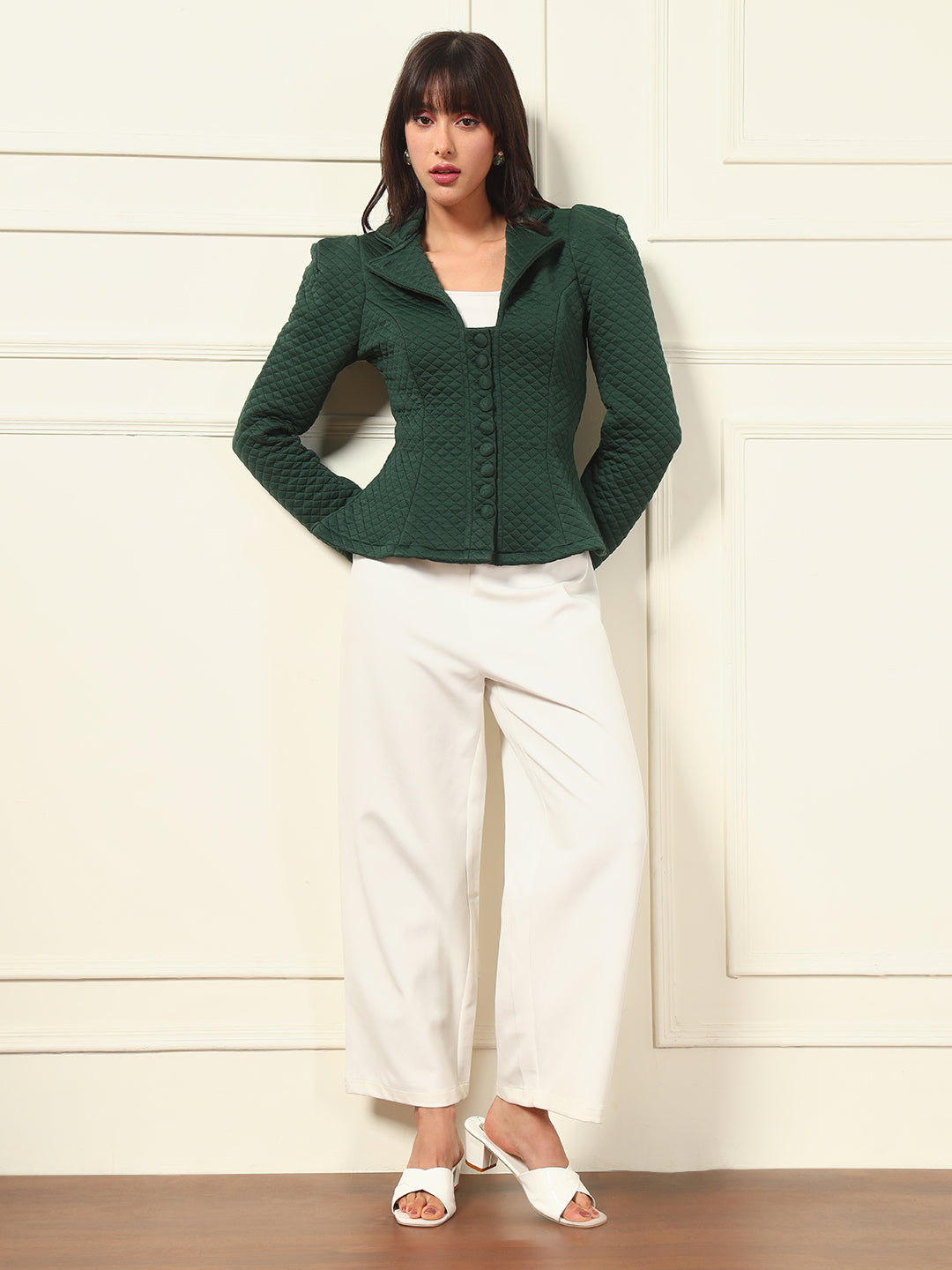 TANDUL Women  Elegant Green Blazer