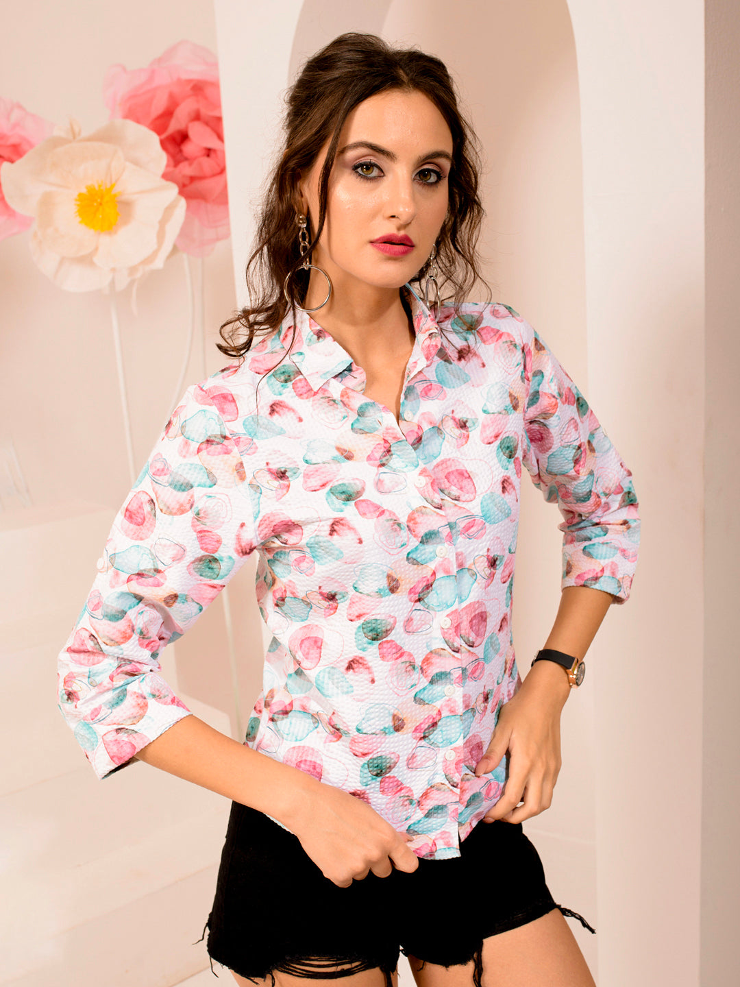 TANDUL  Women Regular Fit Printed Built-up Collar Casual Shirt