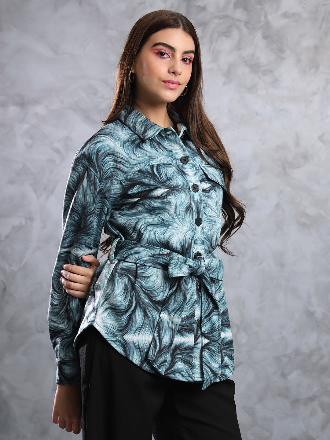 TANDUL  FLEECE BLEND Printed Coat For Women