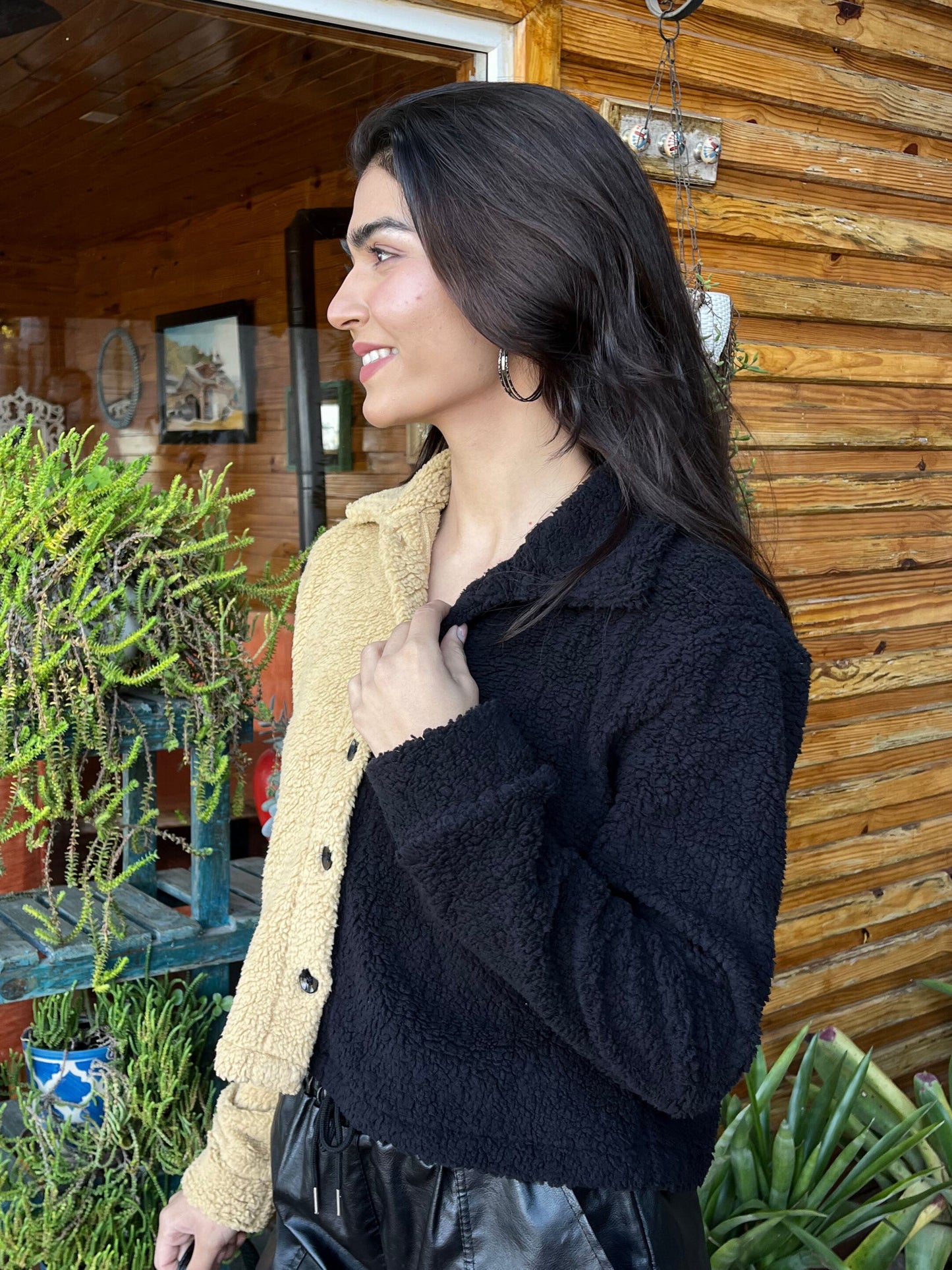 TANDUL Women Black and Brown Fur Jacket