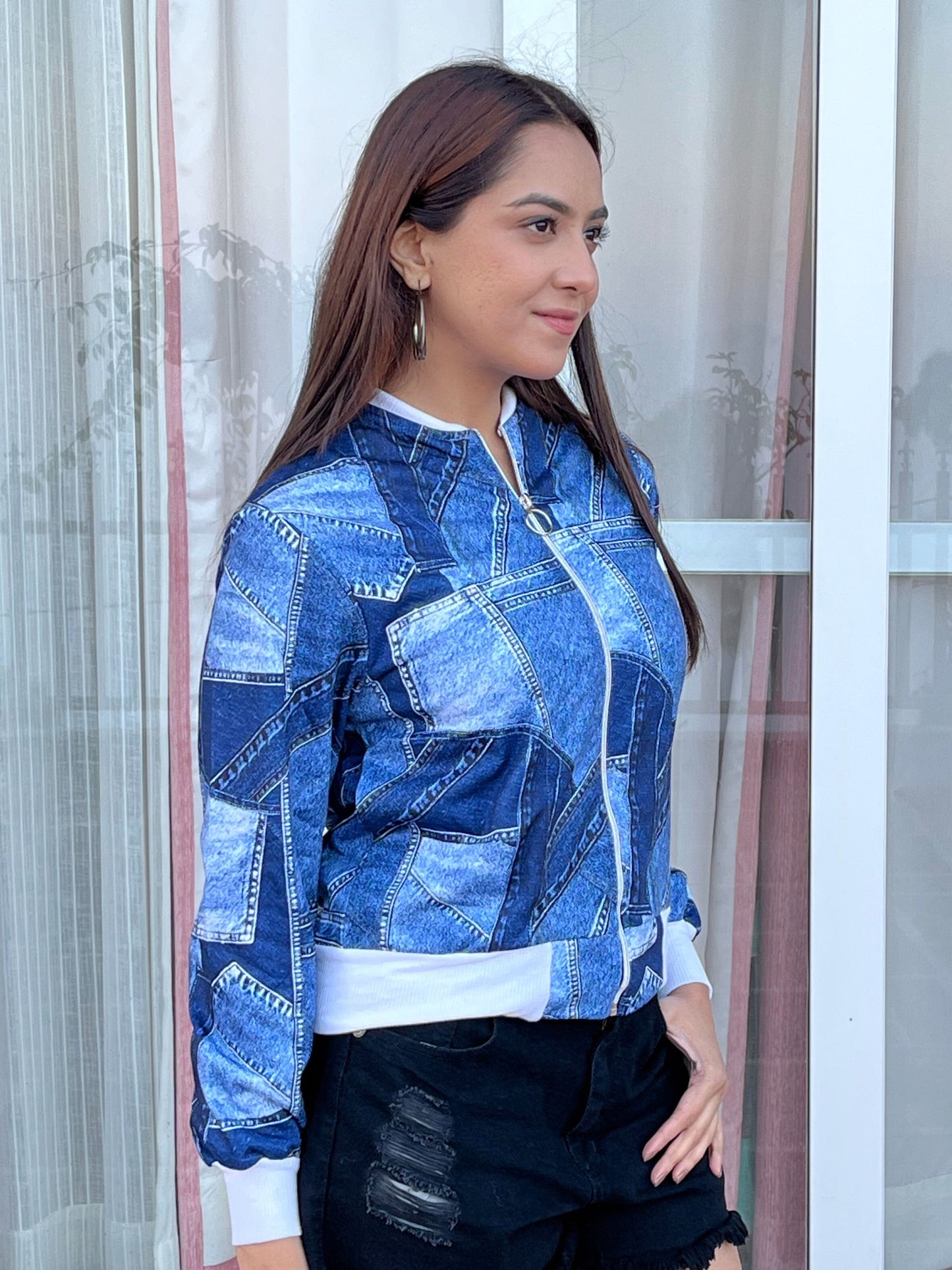 TANDUL Women Denim Patterned Jacket