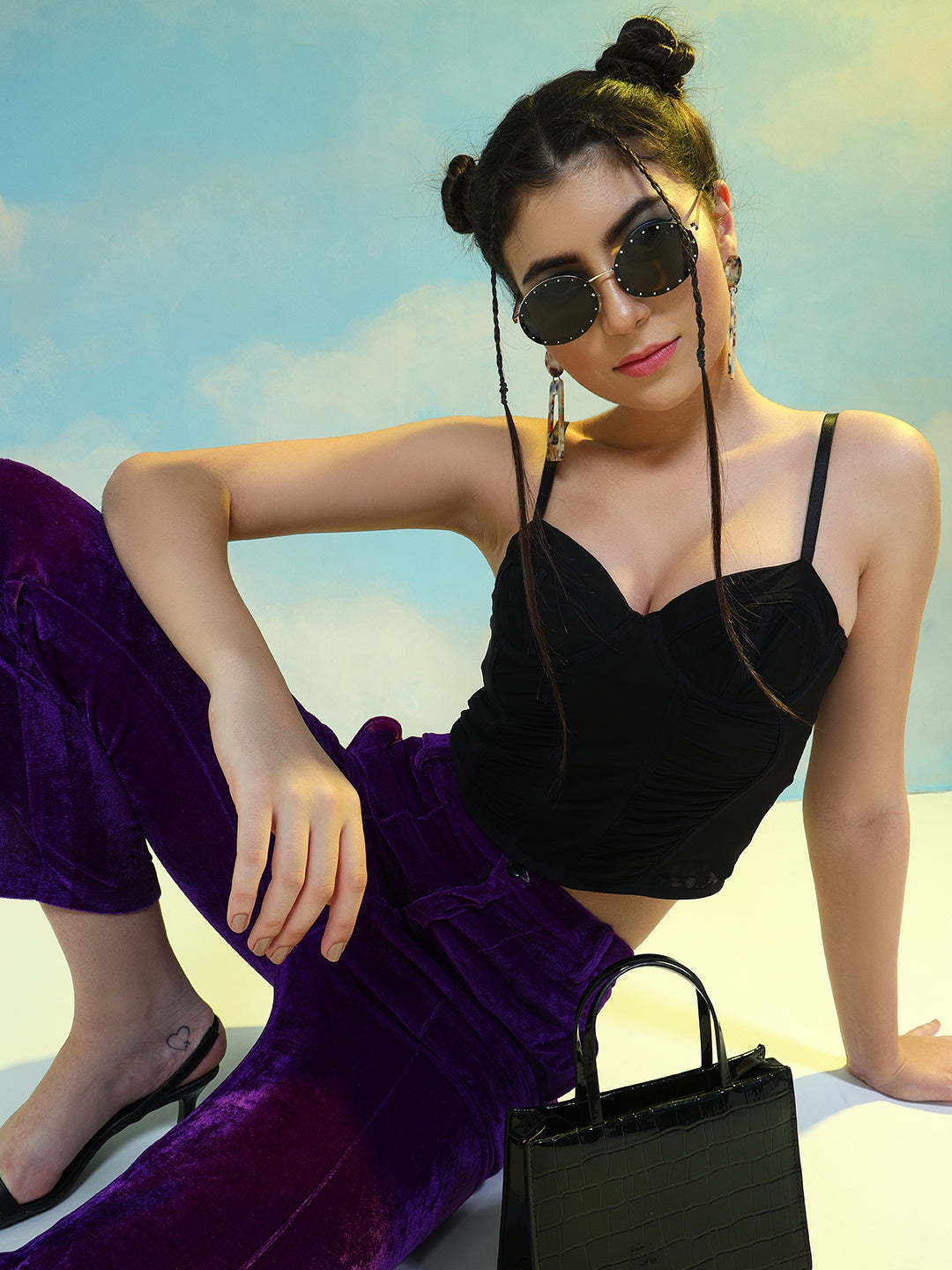 TANDUL  Women Regular Fit Purple Velvet Trousers