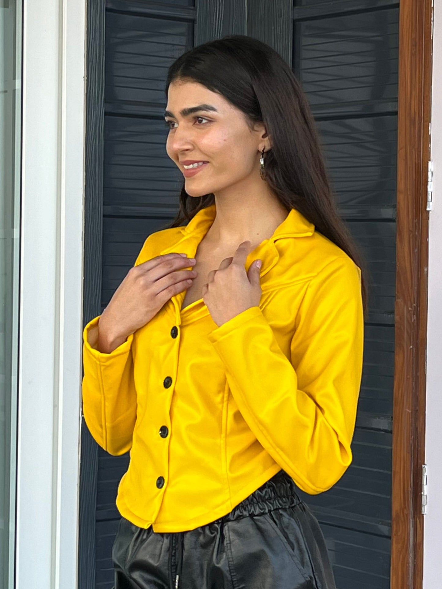 TANDUL Women Stunning Yellow Leather Jacket