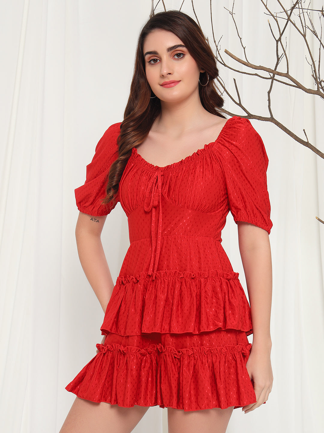 TANDUL  Women Fit and Flare Red Dress