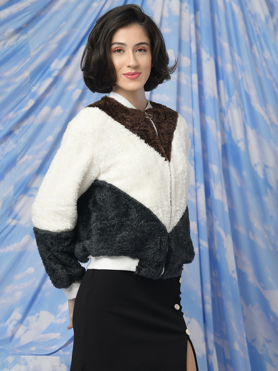 TANDUL  Women Colorblock Fleece Jacket