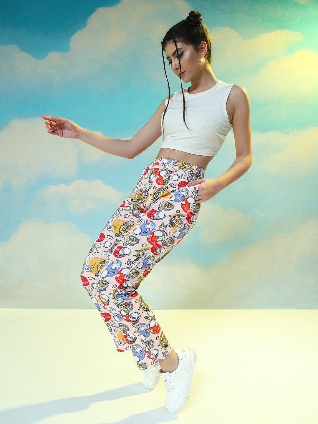 TANDUL  Women Regular Fit Multicolor Lycra Blend Trousers