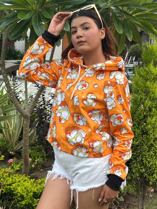 TANDUL Women Yellow Printed Hoodie