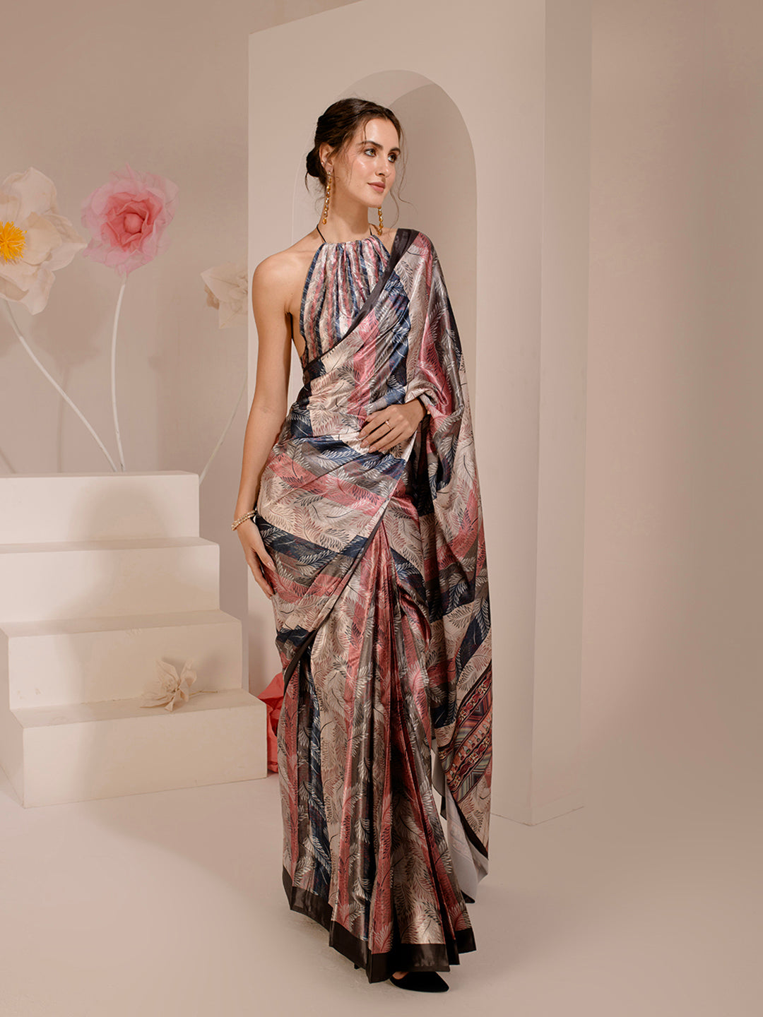 ELTIRE Exquisite Printed Bollywood Style Satin Saree