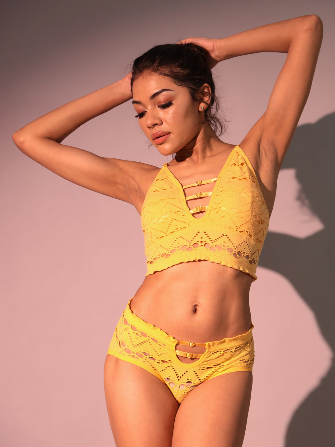 ELTIRE Elegant Yellow Two Piece Lingerie Set