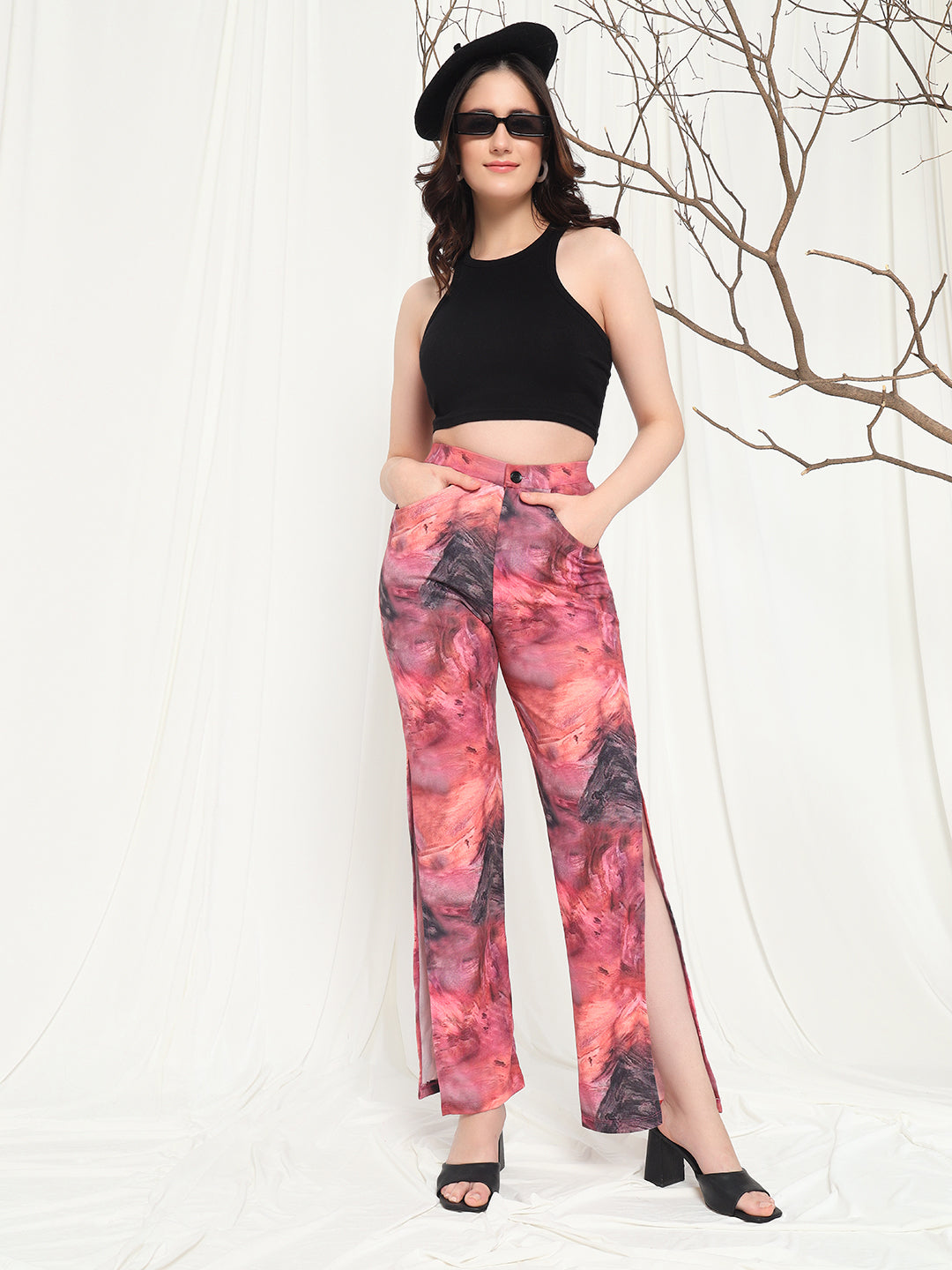 TANDUL  Women Regular Fit Pink Lycra Blend Trousers