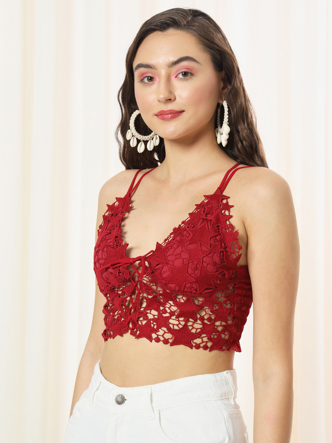 TANDUL  Casual Sleeveless Solid Women Maroon Top