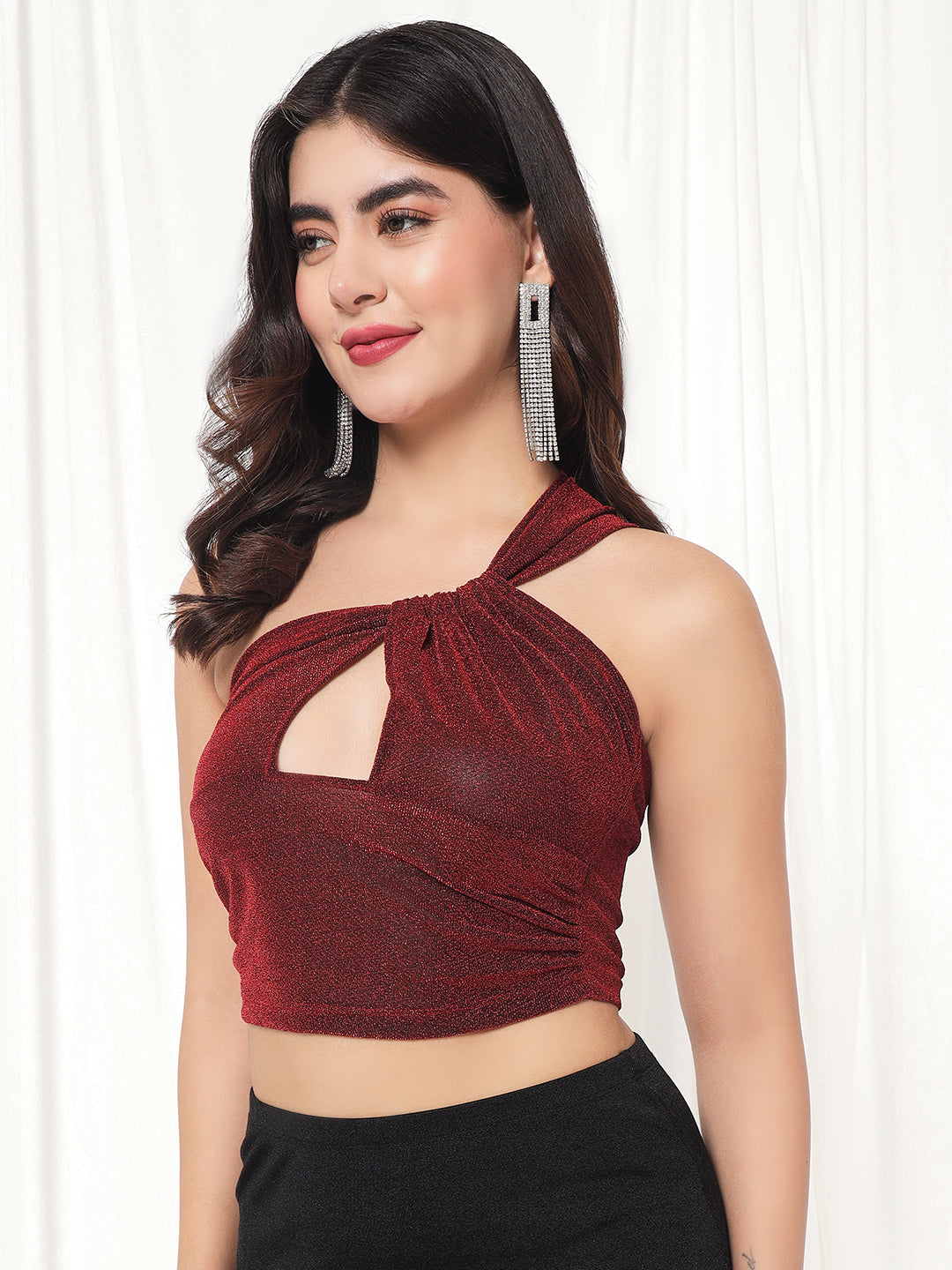 TANDUL  Casual Sleeveless Solid Women Maroon Top