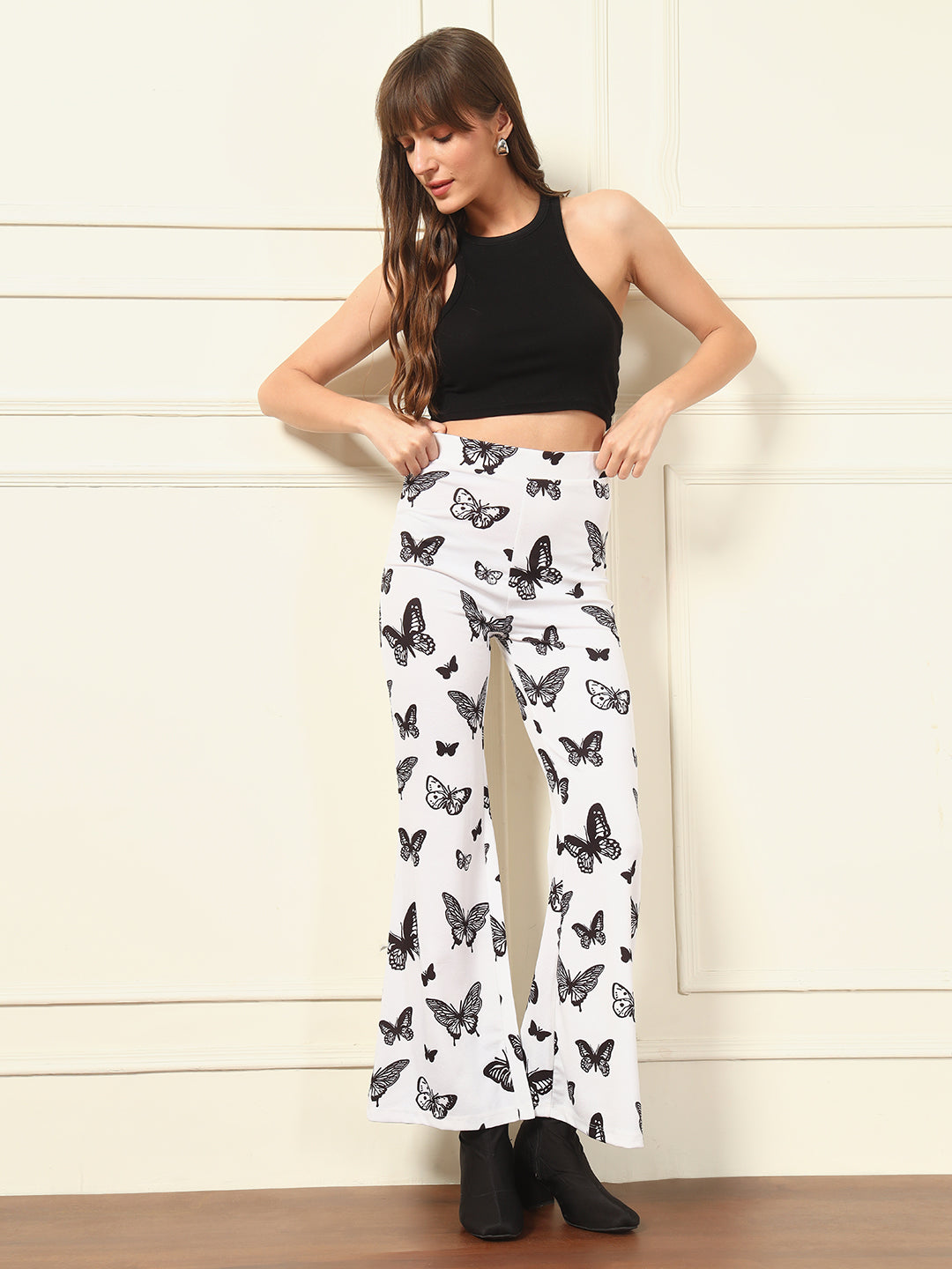 TANDUL Women White Butterfly Printed Trouser