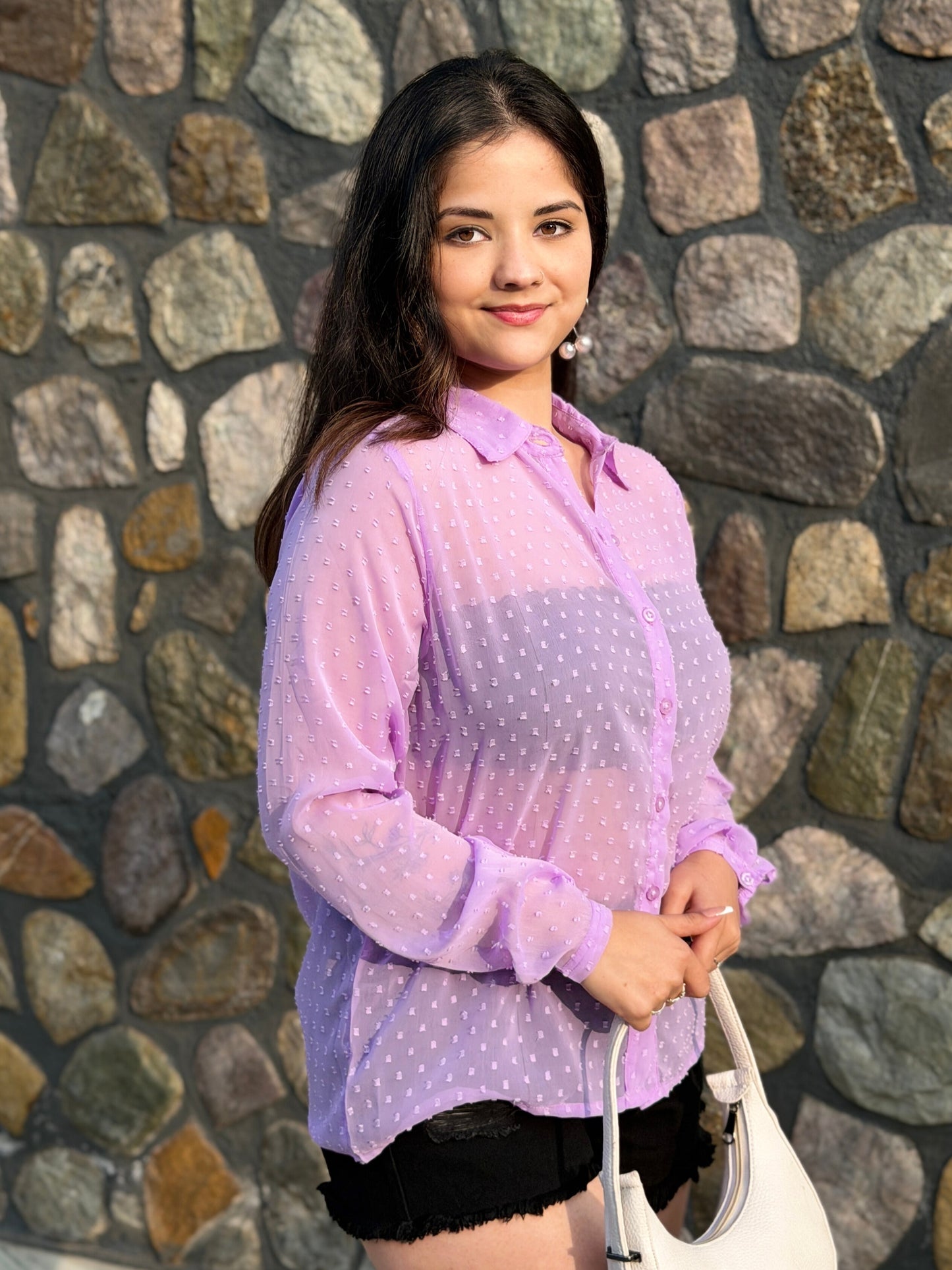 TANDUL Women Charming Purple Georgette Shirt