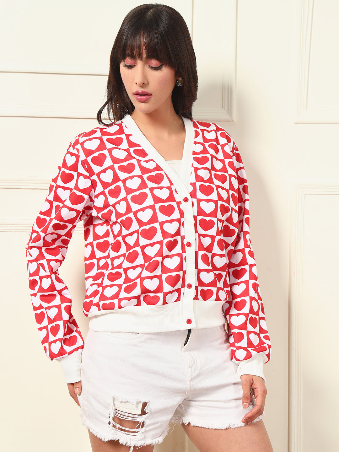 TANDUL Women Charming Red and White Sweater
