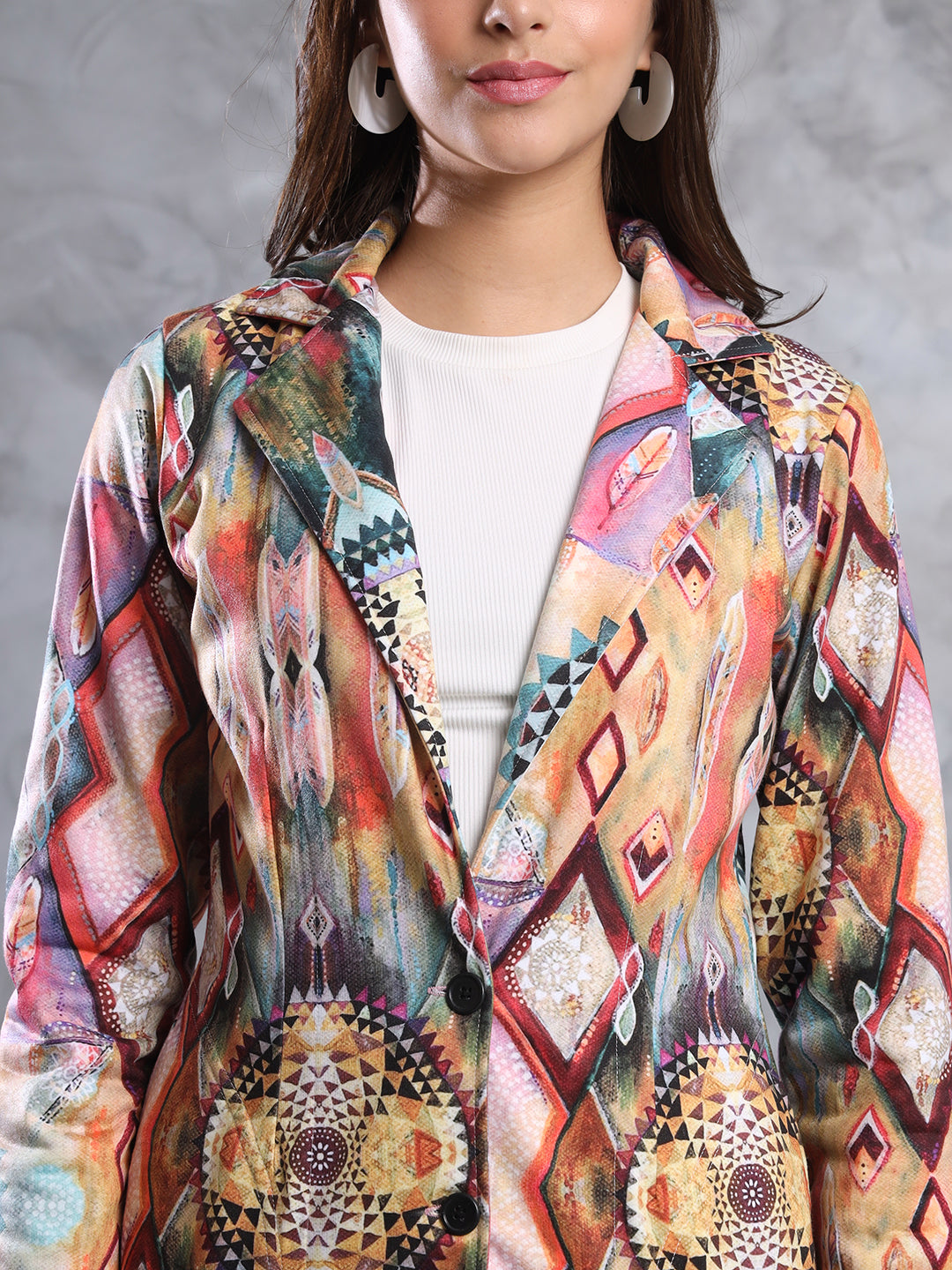 TANDUL  FLEECE BLEND Printed Coat For Women