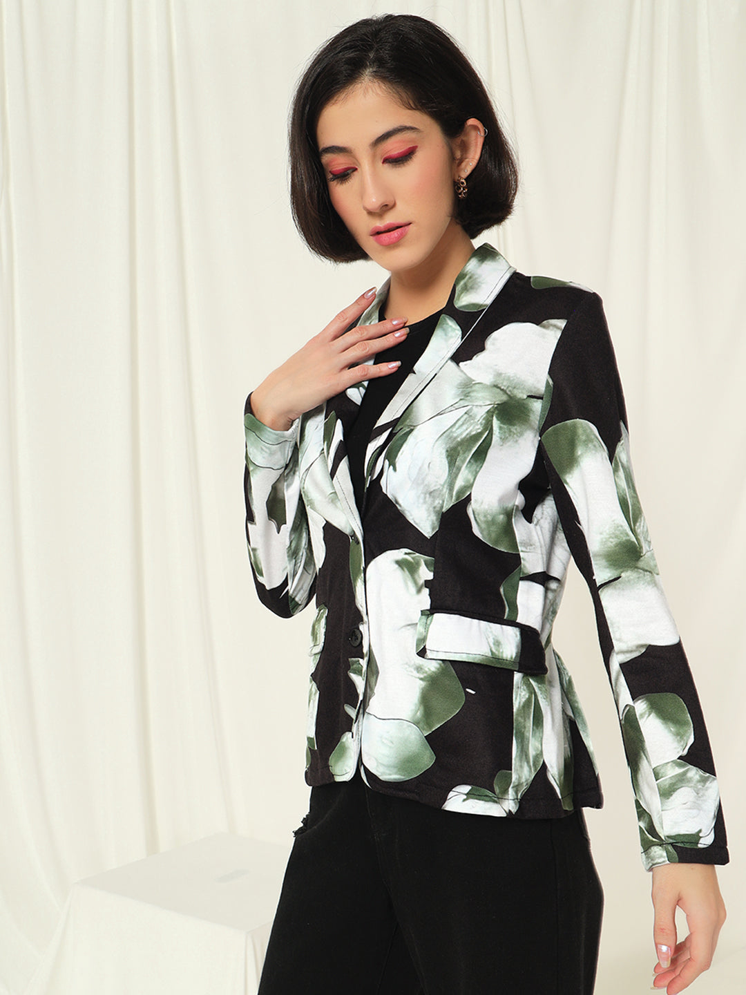 TANDUL  Fleece Floral Print Coat For Women