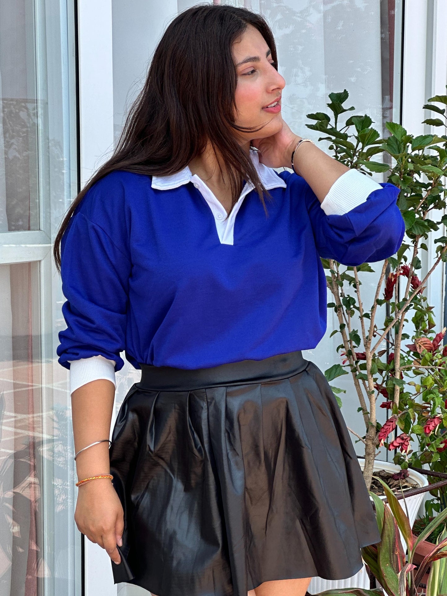 TANDUL Women Blue Oversized Sweatshirt