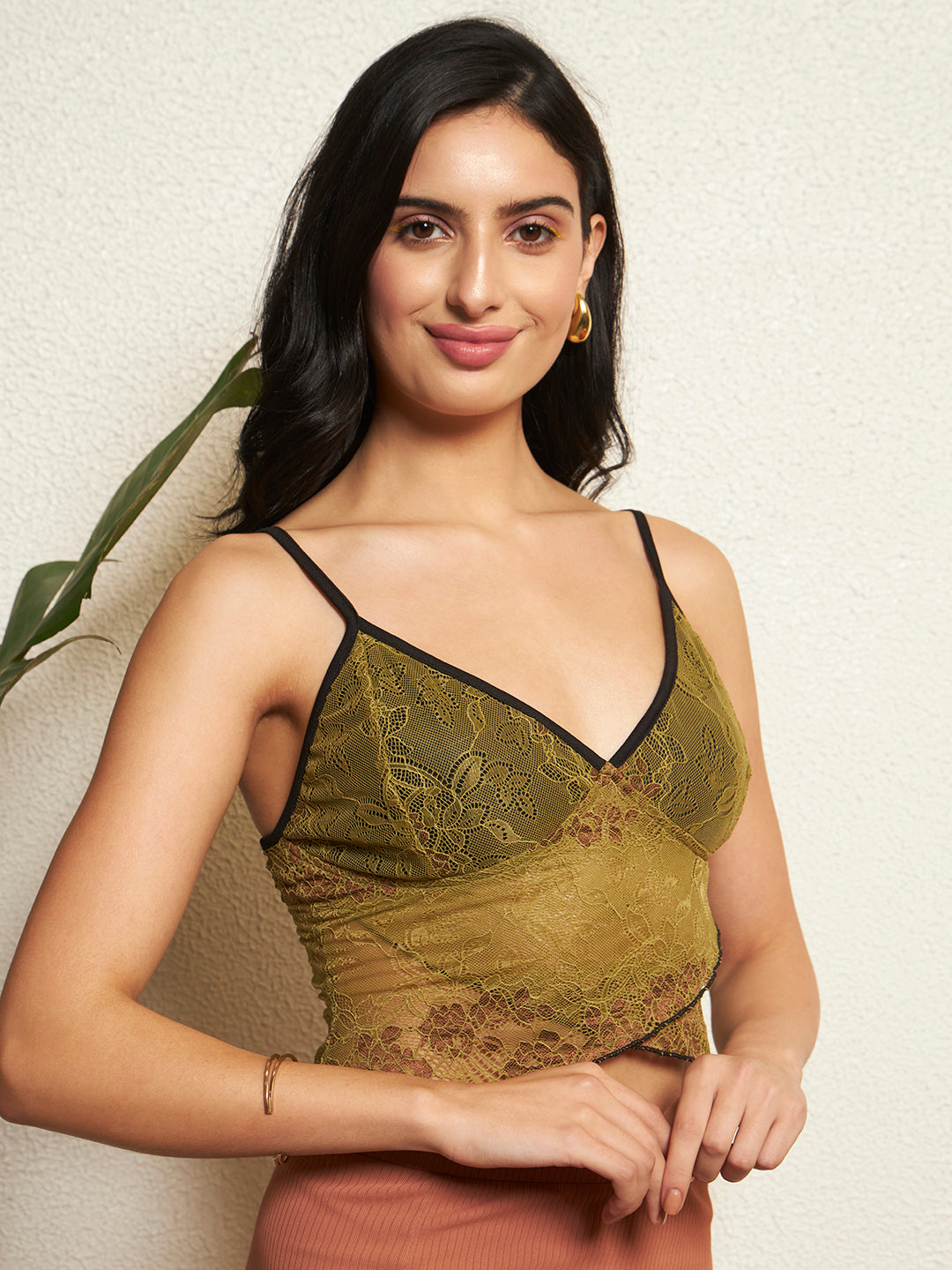 TANDUL Women Green Lace Tank Top