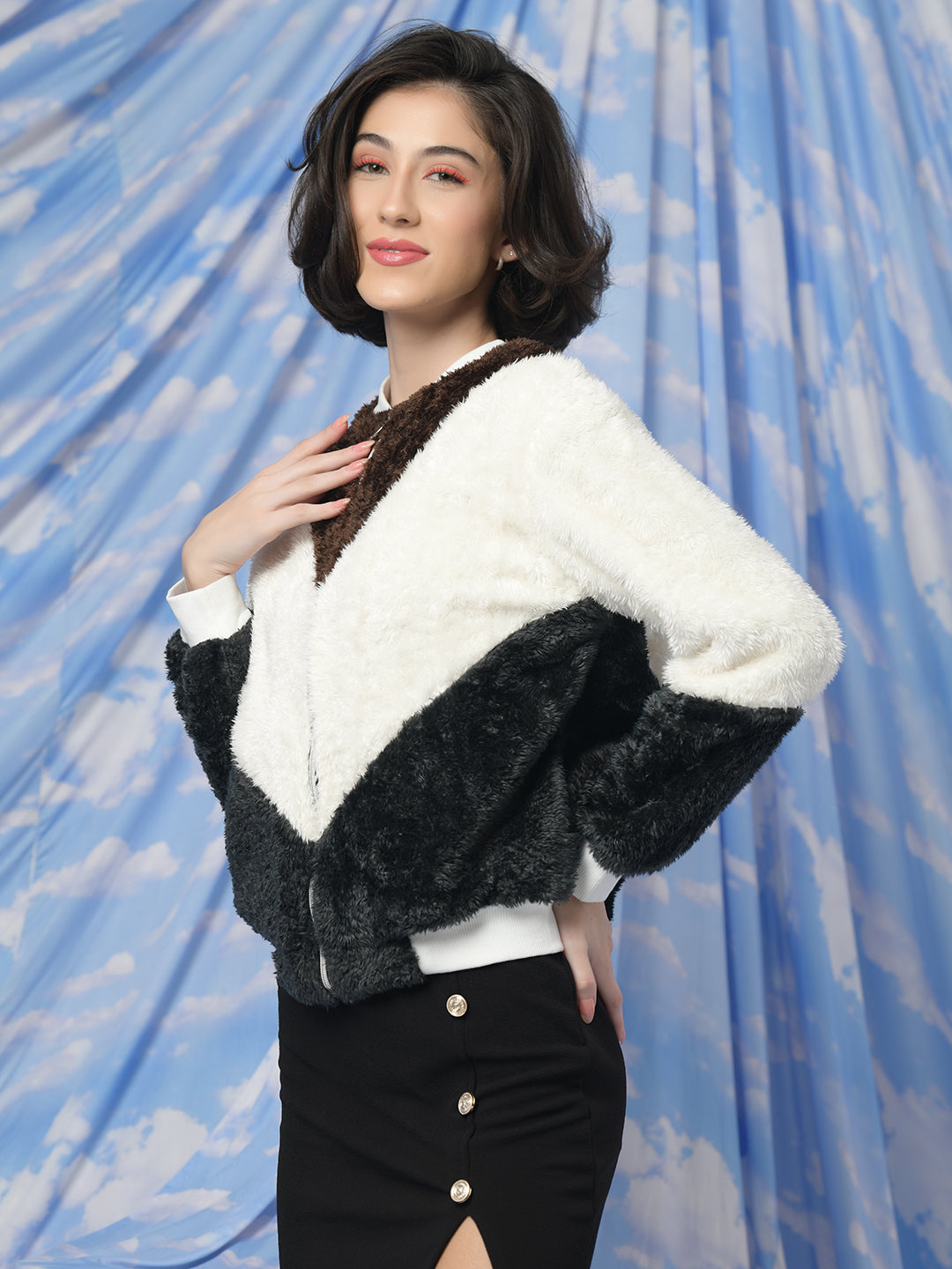 TANDUL  Women Colorblock Fleece Jacket