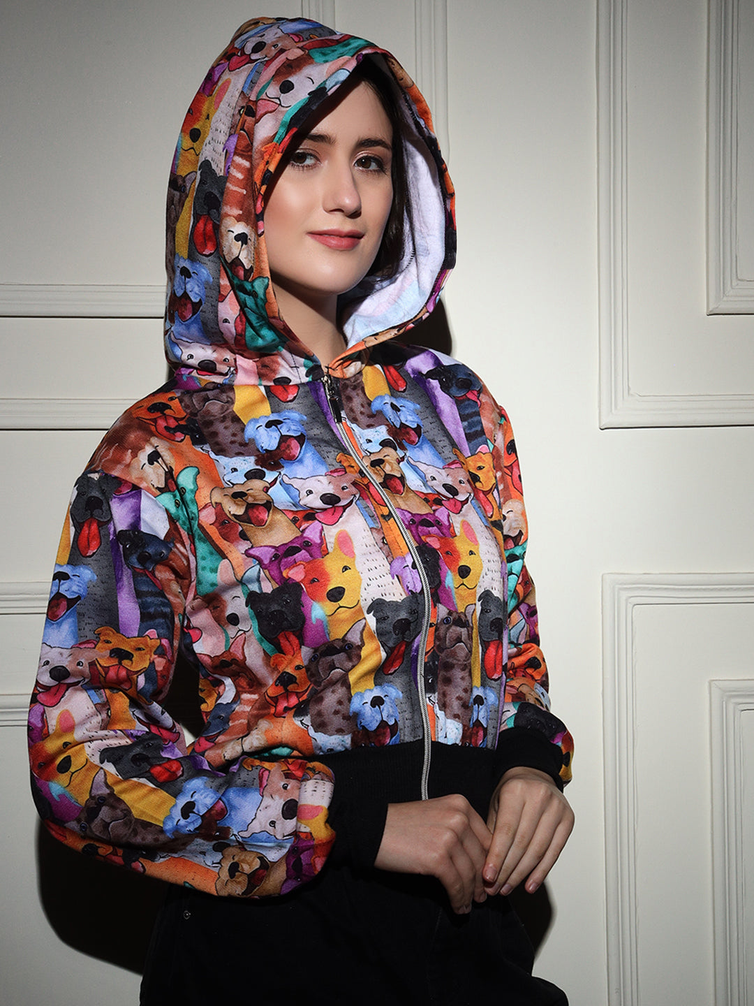 TANDUL  Women Animal Print Fleece Jacket