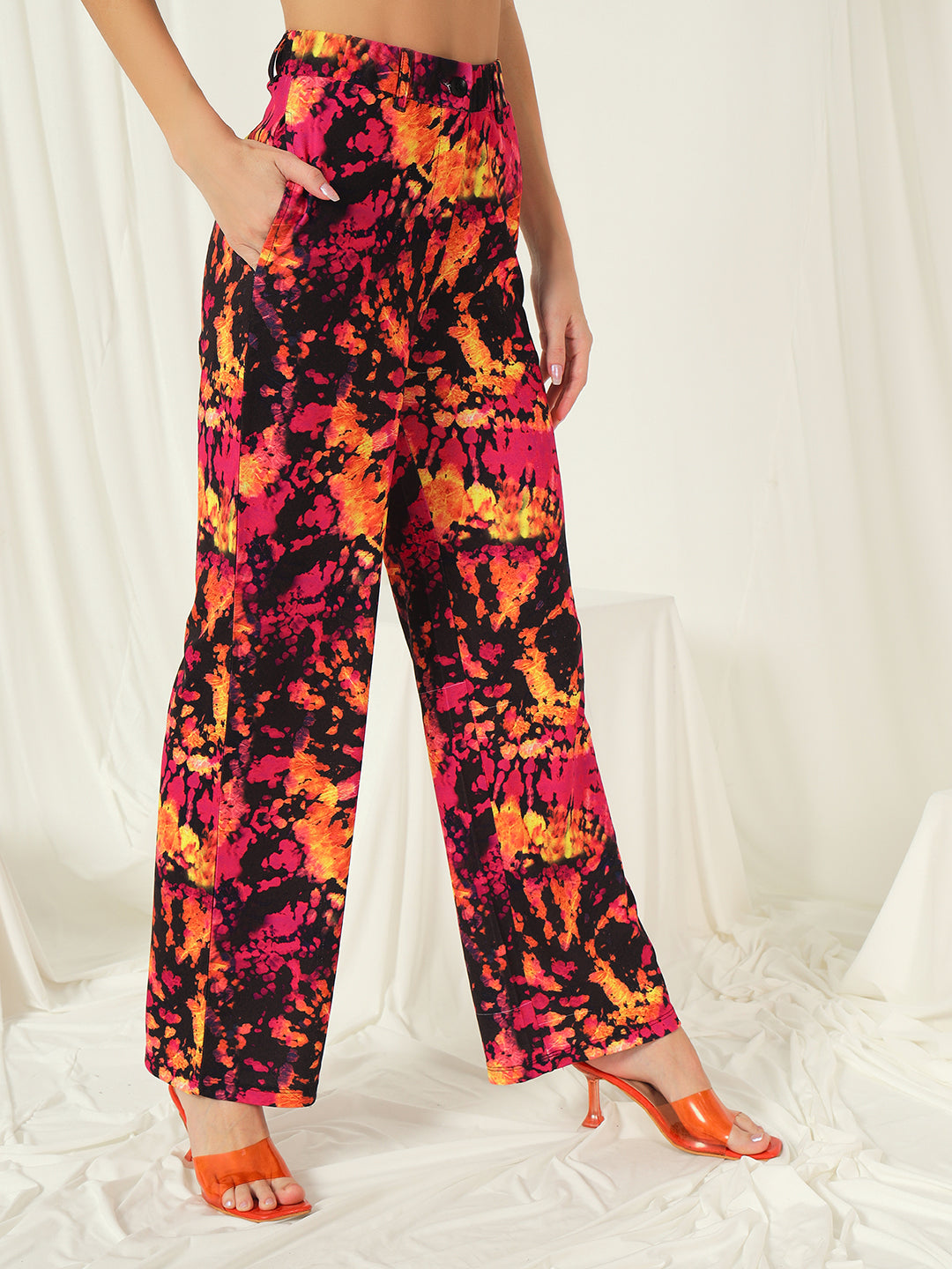 TANDUL  Women Regular Fit Multicolor Lycra Blend Trousers
