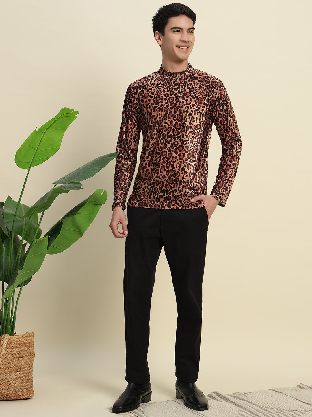 TANDUL Leopard Printed Men's Highneck