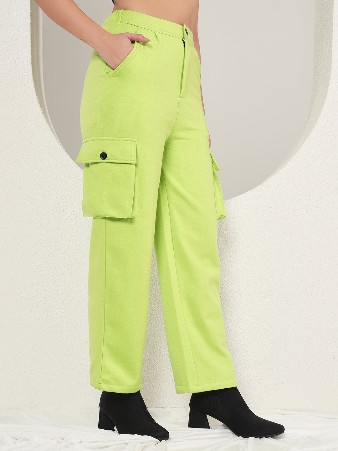 TANDUL  Women Regular Fit Green Lycra Blend Trousers