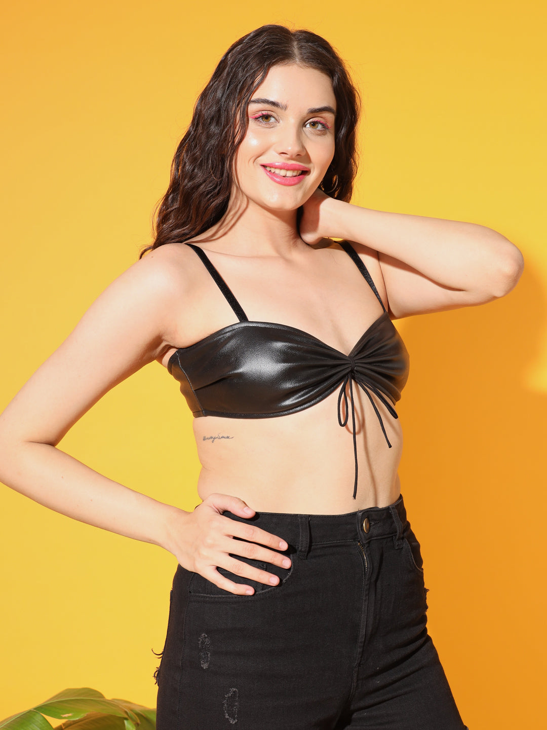 TANDUL  Casual Sleeveless Solid Women Black Top