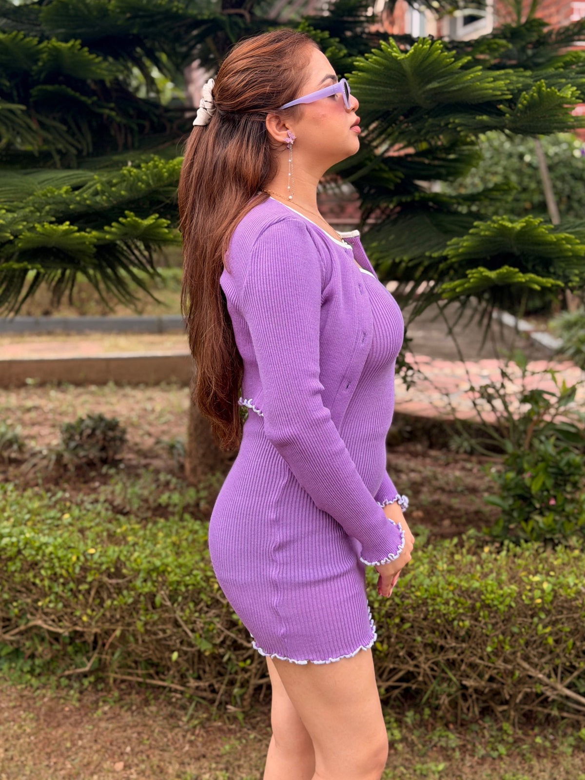 TAN DUL Women Stunning Purple Dress with Jacket