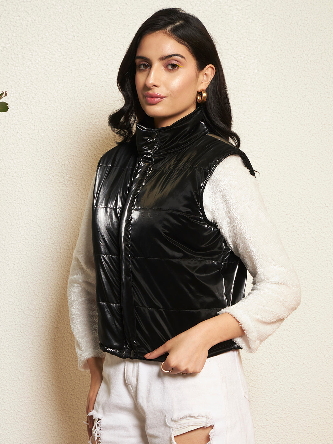 TANDUL Women Sleek Black Shinner Jacket