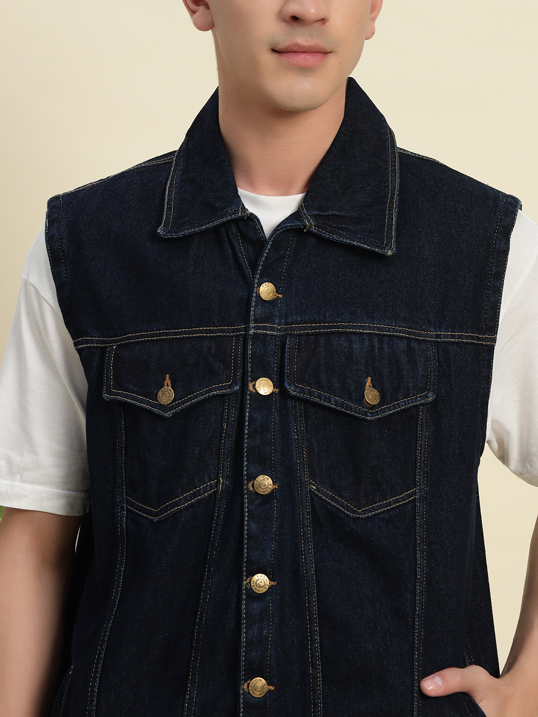 TANDUL Mens's Denim Sleeveless Jacket