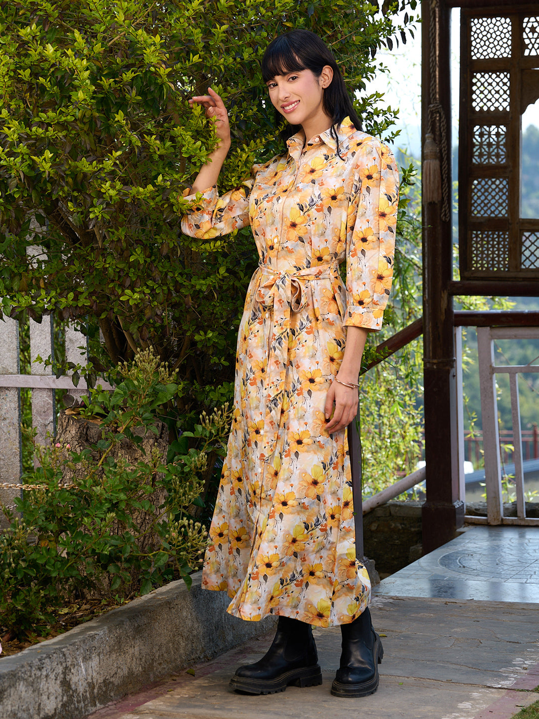 TANDUL Women Yellow Floral Printed Dress