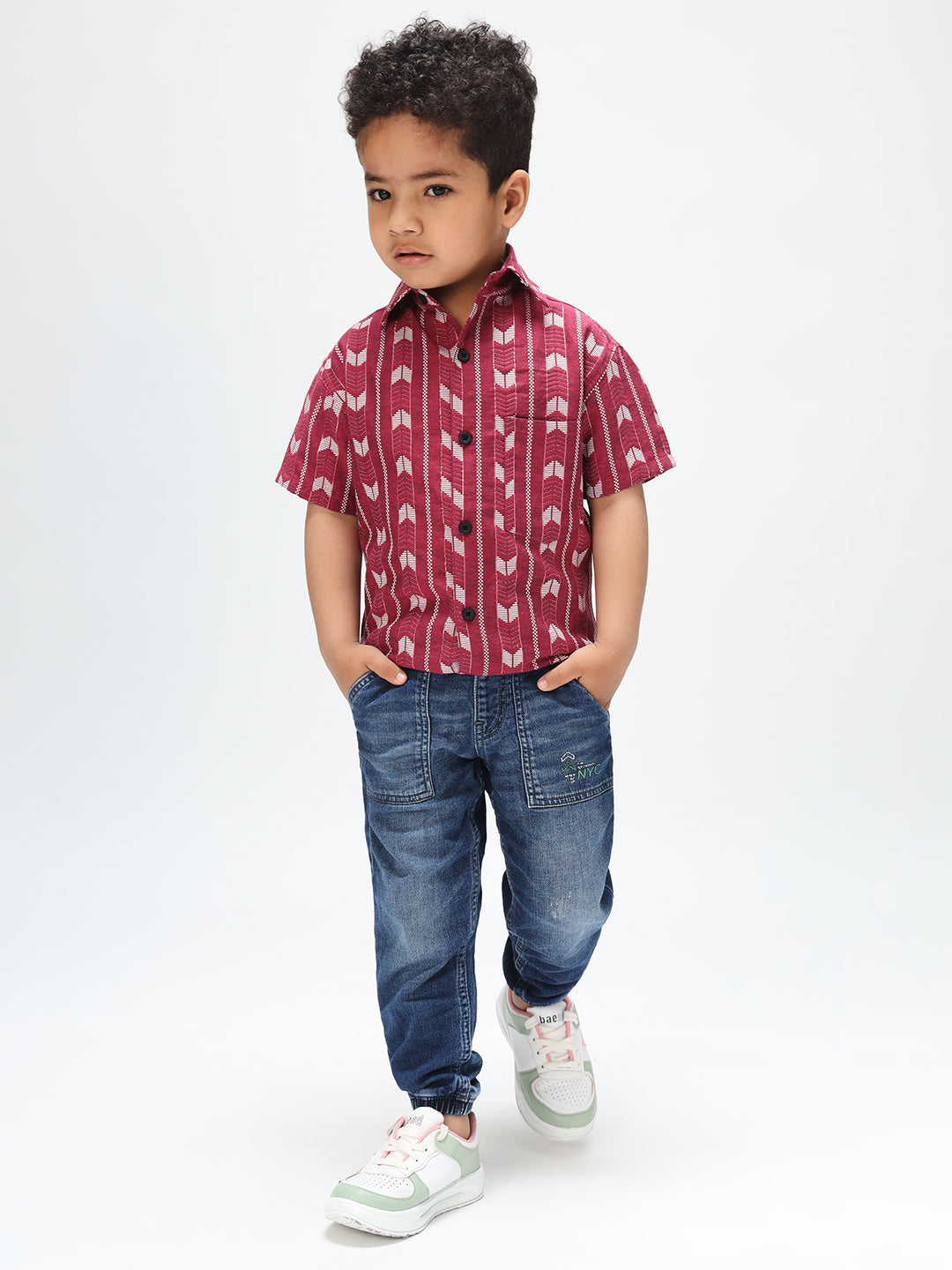 Boys Stylish Pink Shirt Printed Casual Shirt