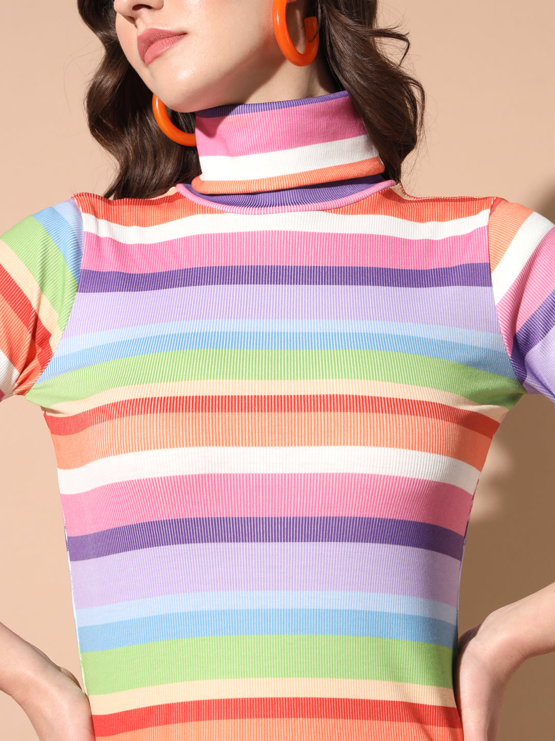 TANDUL Women Printed High Neck Multicolor Sweater