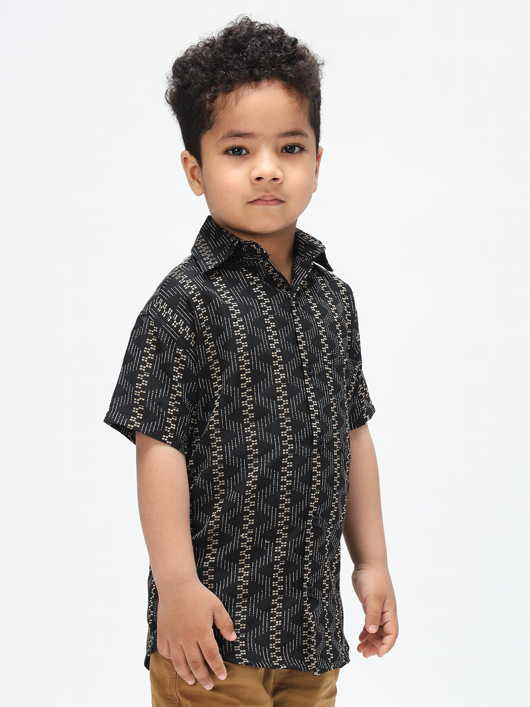 Boys Stylish Black Shirt Printed Casual Shirt