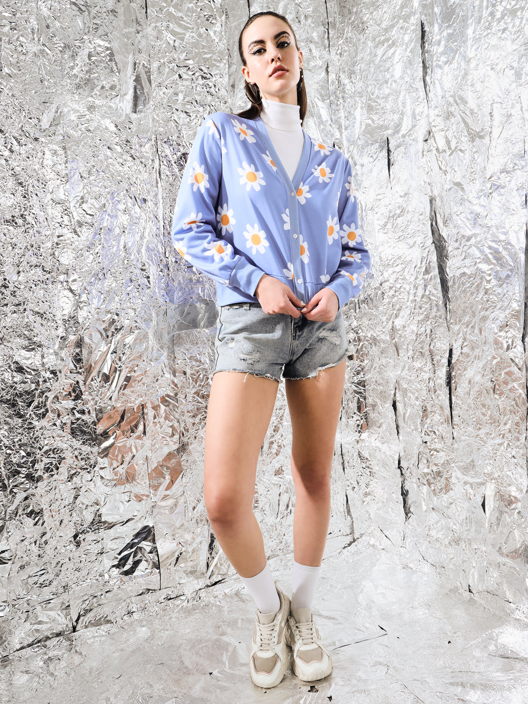 TANDUL Women Printed V Neck Multicolor Sweater