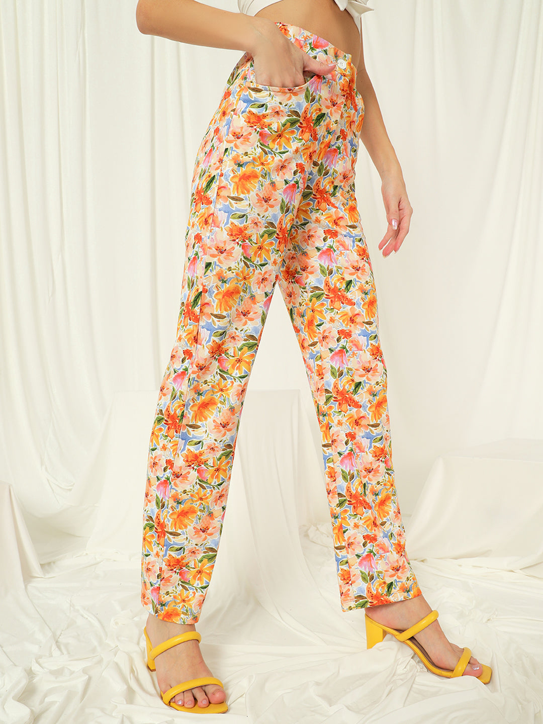 TANDUL  Women Regular Fit Multicolor Lycra Blend Trousers