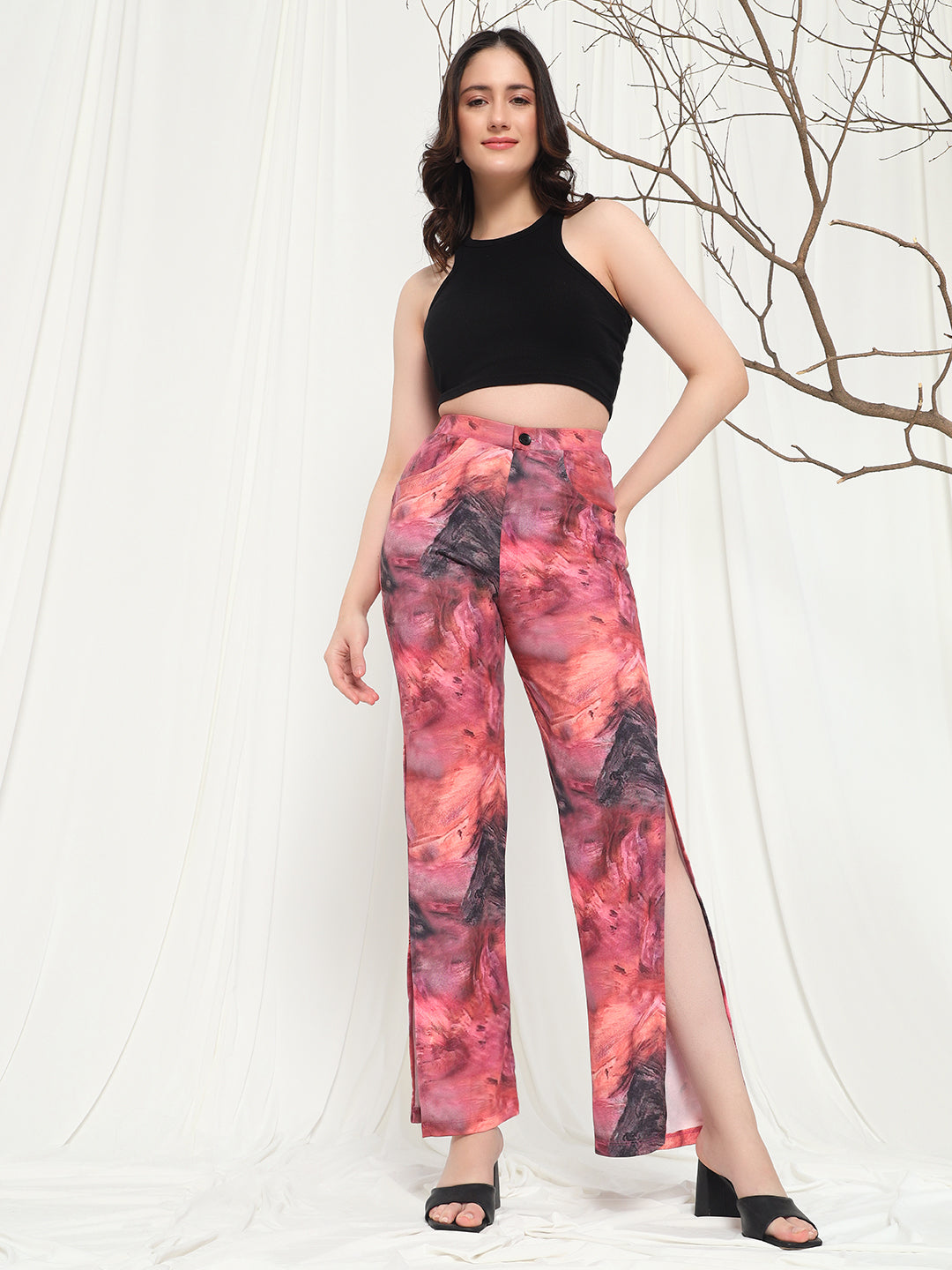 TANDUL  Women Regular Fit Pink Lycra Blend Trousers