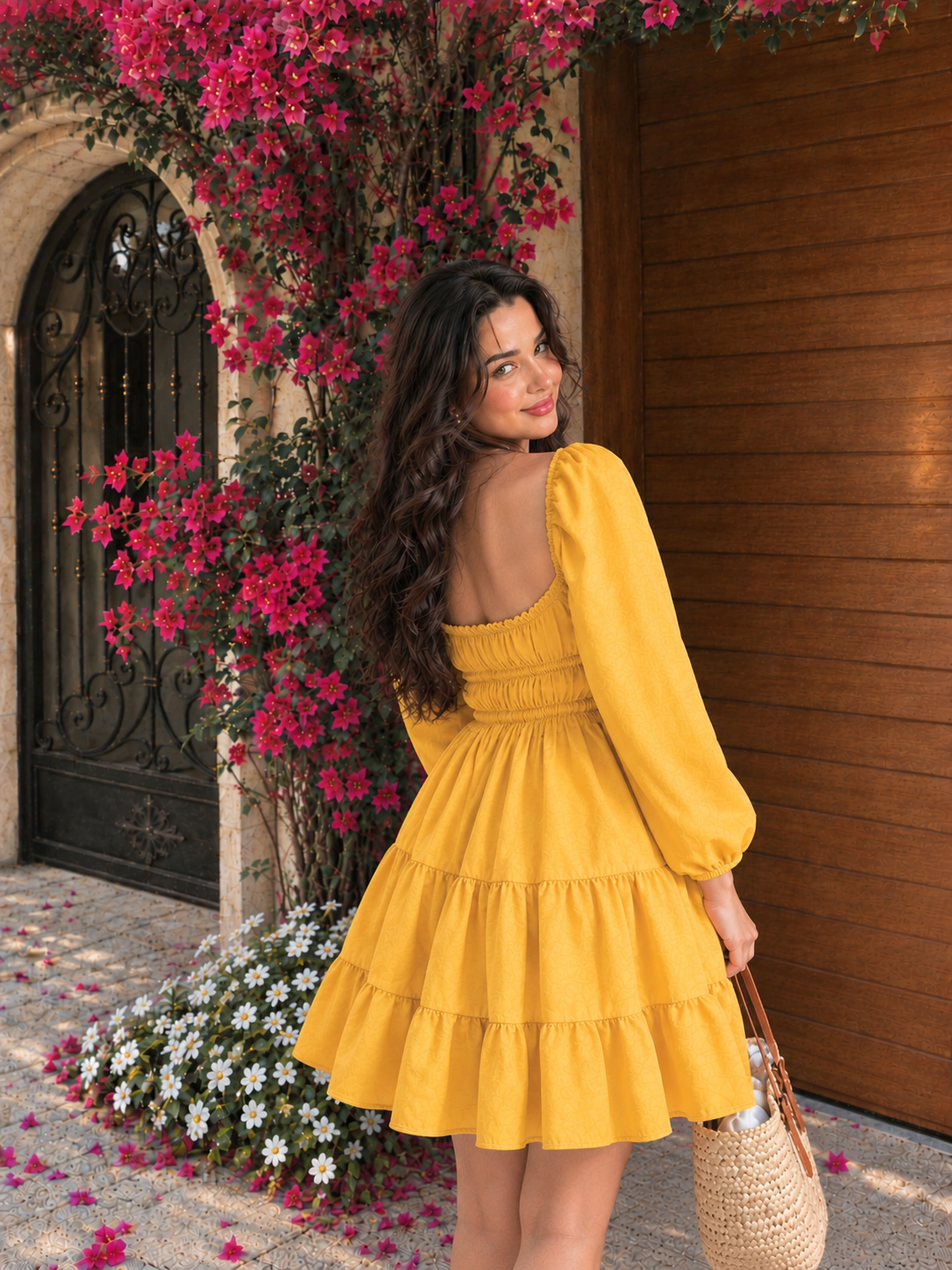 TANDUL Women Stunning Flared Yellow Dress