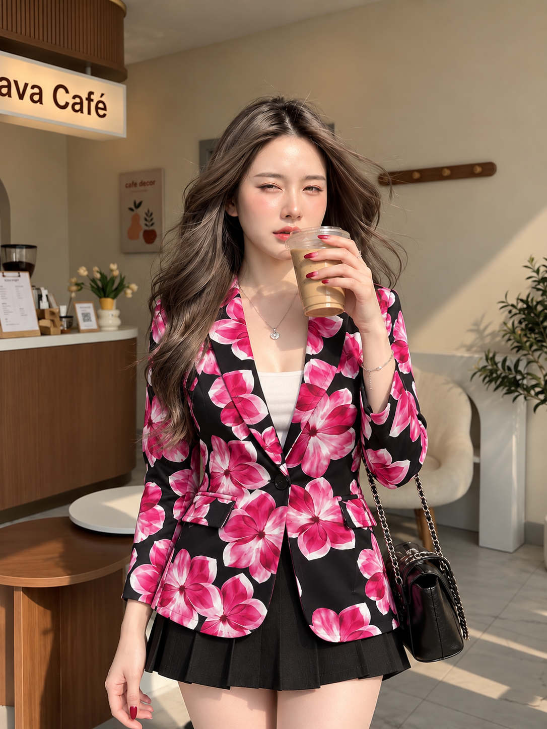 TANDUL Women Vibrant Pink Floral Tailored Blazer